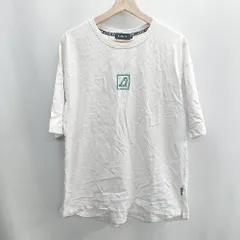 ◇ ⊂ KANGOL ロゴプリント バックプリント ロゴ刺<!-利用不可文字-!> 半袖 Ｔシャツ サイズL ホワイト ブルー系 メンズ レディース E  【1410100004034】