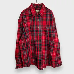 ☆90s☆エディーバウアー☆タータンチェック柄ネルシャツ☆チェック柄☆レッド系☆XL☆L24M
