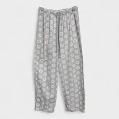 【訳アリ】【ユニクロ】『UNIQLO』[総柄ルームパンツ] ルームウェア カジュアルパンツ ウエストゴム グレー系 灰色 小さいサイズ (S) 商品A93 管理C