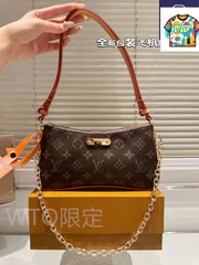 【今日WTO】Louis Vuitton ルイヴィトン リヴ ポシェット モノグラム帆布 腕に密着、取り外し調節可能な肩帯と金チェーン付き-WTO輸入2-CX72