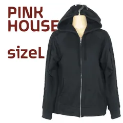 ピンクハウス★大人可愛い♪レースがおしゃれ！フード付ジップアップブルゾン サイズL 黒系 z9108ｓ