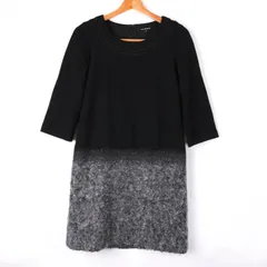 ロートレアモン ニットワンピース 7分袖 膝丈 ウール/モヘア混 日本製 黒 レディース 38サイズ ブラック LAUTREAMONT 【中古】