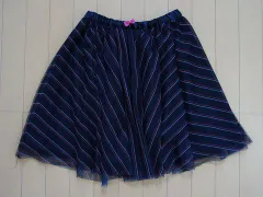 メゾピアノ ジュニア メゾピアノジュニア mezzo piano junior アウトレット 子供服 女の子 L 160cm スカート ストライプ 紺 赤 白 フォーマル 発表会 結婚式 パーティー 春 夏 秋 冬 ★4 ボトムス 【中古】