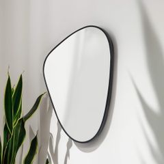 calmzen 壁掛け ミラー 姿見 三角 ウェーブ 韓国 鏡 スタンド 壁ミラー 幅43 高さ60cm 姿見鏡 おしゃれ ブラック 軽量 一人暮らし 賃貸 壁掛けミラー 丸 新生活 インテリア 韓国風 可愛い おしゃれ 洗面 スリム SNS映え