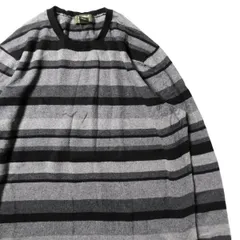 00's エディーバウアー カシミア混 ボーダー コットン ニットセーター (L TALL) 黒×灰 00年代 旧タグ オールド 2008年モデル Eddie Bauer　アメリカ古着 USED  ビンテージ ヴィンテージ