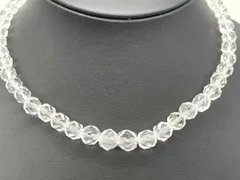 水晶風ネックレス クォーツ調 カットビーズ クリア silver刻印あり 素材不明