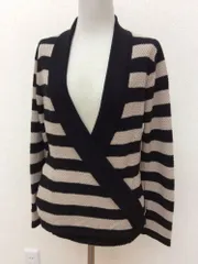 Green Label Relaxing ユナイテッドアローズ　ニットカーディガン ベージュと黒のボーダー柄 