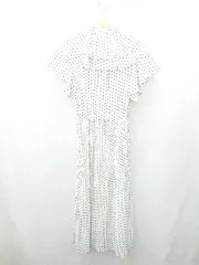 ◇ ⊂ tocco closet ドット柄 ギャザー加工 フリル ロング丈 ワンピース サイズM ブラック ホワイト レディース E  【1502180064968】