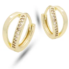 【幅7×内径10mm タイプH 色：ゴールド】[Adelina Style] フープピアス ラインストーン ピアス レディース 人気 つけっぱなし シルバーピアス キュービックジルコニア s925 純銀 金属アレルギー対応 男女