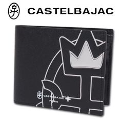 カステルバジャック CASTELBAJAC 牛革 二つ折り財布 ウプラ ブラック 黒 メンズ レディース レザー 定価18,700円 家紋ロゴ 無料ラッピング可能