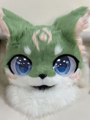 ファースーツ 着ぐるみセット NO.190 緑 グリーン 猫 ケモノ ファースーツ 全頭ヘッド ぬいぐるみ コスプレ コスチューム 一点物
