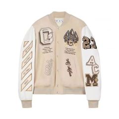 Football Club A.C. Milan Off White College Varsity Bomber Jacket  スタジャン