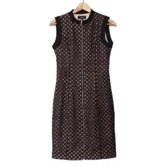 Emiria Wiz(エミリアウィズ) ワンピース サイズS レディース美品  黒×ベージュ クルーネック/ノースリーブ/ひざ丈/ジップアップ