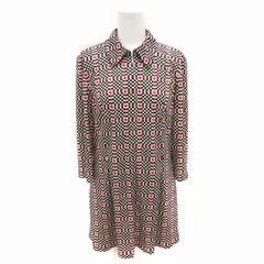 ロベルタディカメリーノ Roberta di Camerino 美品 ハーフジップカットソー ワンピース ミニスカート 総柄 ロゴ金具 半袖 40 L 白 ホワイト 黒 ブラック /FT 0904 IBO54のサムネイル