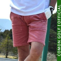 新品【COMONGOLF/コモンゴルフ】ストレッチ コーデュロイゴルフショートパンツ/ピンク(CG-S24001)ゴルフパンツ ハーフパンツ 短パン 半ズボン 夏 膝上丈 大きいサイズ M L XL XXL XXXL LL 3L 4L 2XL 3XL