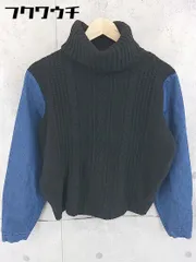 ◇ KBF+ アーバンリサーチ ニット 切り替え タートルネック 長袖 セーター サイズONE ブラック ブルー レディース 【1102220030467】