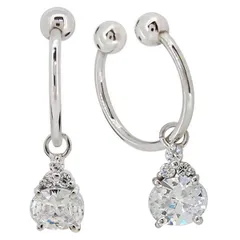 イヤーカフ ノンホール ピアス キュービックジルコニア 揺れる オーバル  プラチナ レディース 誕生日 記念日 ギフト 女性 母の日 2023