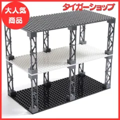 INIBUD 基礎板 ブロック プレート クラシック 互換性 16×32ポッチ 両面 柱付き 板3枚 柱12本 セット (ホワイト、グレー、ブラック)