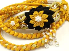 平和屋着物●和装小物　振袖用帯締め　装飾　つまみ細工　パール　金糸　撚り房　逸品　未使用　AAAV1644ay