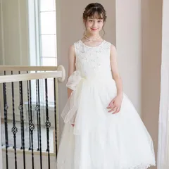 【オフホワイト】スパンコールレースチュールドレス TAK キッズ キャサリンコテージ