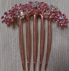 新品未使用☆ピンクゴールド✕シャンパンレッド☆お花モチーフ☆夜会巻き☆ヘアコームかんざし☆