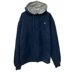 Champion 無地 スウェット パーカー XL ネイビー チャンピオン 裏起毛 ワンポイントロゴ刺繍 古着卸 アメリカ仕入 a709-5266