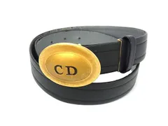 Dior ディオール ブラック レディース ベルト レザー ゴールド CDロゴ Christian Dior CDロゴ ゴールド金具 レザーベルト ブラック