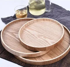 3点セット 木製トレー どんな食卓にも映える美しい仕上がり 天然木製 トレー お盆 丸盆 27 白木 木のトレー 円形 トレイ 白木 トレー 北欧 おしゃれ 木製 カフェトレー ナチュラル トレイ お盆 スタッキング 収納 ランチョンマット 塗無装 27cm