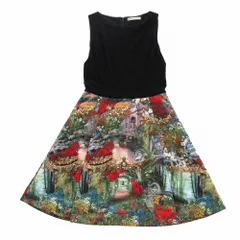 alice+olivia アリスオリビア 65173-1-11019 転写 ワンピース ドレス ノースリーブ ブラック マルチカラー レディース 【中古】