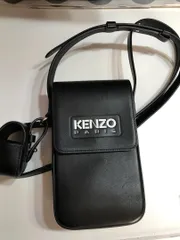 074090 KENZO Emboss leather phone case スマホ ケース レザー ショルダー バッグ ブラック ケンゾーのサムネイル