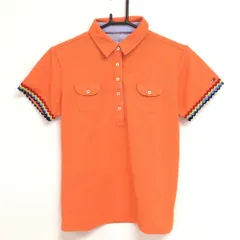 【超美品】トミーヒルフィガーゴルフ 半袖ポロシャツ オレンジ 両胸ポケット 袖柄 レディース LL ゴルフウェア Tommy Hilfiger Golf