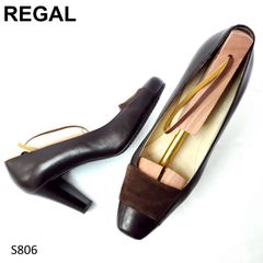 リーガル　コンビパンプス　スクエアトゥ　ハイヒール　ダークブラウン　23