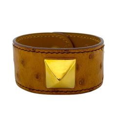 HERMES エルメス メドール ブレスレット バングル アクセサリー 小物 オーストリッチ ブラウン