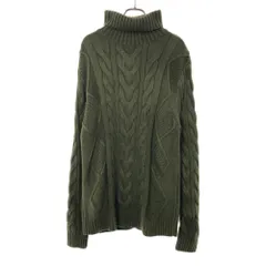 ドゥニーム 長袖 タートルネック セーター L グリーン系 Denime ケーブルニット メンズ 古着 【240222】