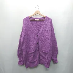 ◇ ⊇ Alma design 長袖 ニットカーディガン サイズF パープル レディース E  【1410290040645】