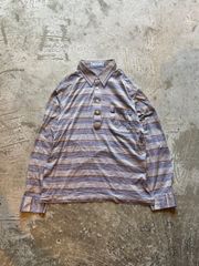 L936】 Yves Saint Laurent ボーダーポロシャツ L 黒 - メルカリ
