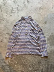 90s YVES SAINT LAURENT イヴ・サンローラン 長袖ポロシャツ ボーダー柄 コットン M
