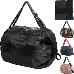 fogman エコバッグ 折畳み 大容量 コンパクト 買い物バッグ ショッピングバッグ おしゃれ(ブラック)