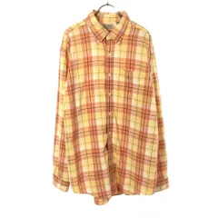 エルエルビーン チェック柄 長袖 ボタンダウンシャツ L イエロー×オレンジ系 L.L.Bean アウトドア メンズ
