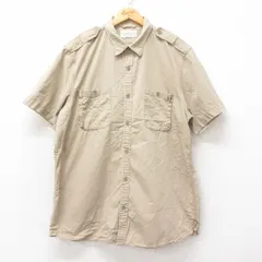 XL/古着 ラルフローレン デニムアンドサプライ 半袖 ブランド ワーク シャツ メンズ マチ付き ロング丈 コットン ベージュ カーキ spe 25ju