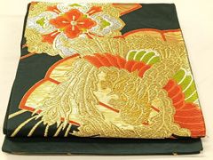 長嶋織物　袋帯　六道　西陣織　正絹 □「京都西陣織 老舗：長嶋成織物」 引箔 桜模様 ながしま帯