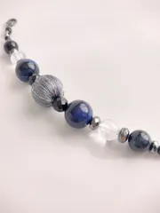 天然石 マグネット式羽織紐 #07 / 着物小物 / ブルー / 水晶