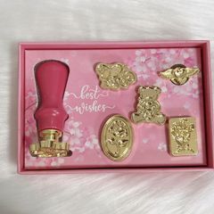 簡易梱包 シーリングスタンプ セット ヘッド ハンドル テディベア くま 薔薇