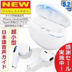 ワイヤレスイヤホン Bluetooth5.2 コンパクト FIPRIN 7034 日本語音声ガイド 高音質 重低音 防水 スポーツ iPhone Android ブルートゥース 最新型 pro6