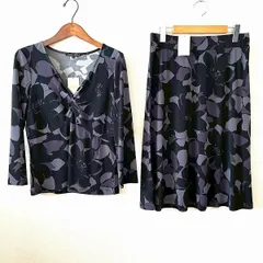 #anc ローラアシュレイ LAURAASHLEY セットアップ ツーピース 黒 紫 グレー 花柄 タグ付き レディース [941284]