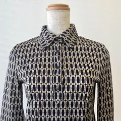 昭和レトロ ブラウス 黒 ブラック チュック柄