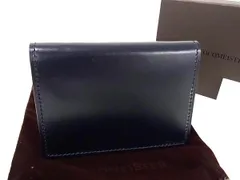■新品同様■ COCOMEISTER ココマイスター ロンドンブライドル レザー カードケース カード入れ 名刺入れ メンズ ネイビー系 BJ9792のサムネイル