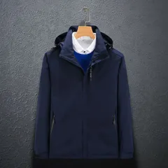 ☆ ネイビー ☆ 2XLサイズ ☆ ジャケット フード付き 長袖 メンズ pmyjacket33 ジャケット フード付き 長袖 ウインドブレーカー コート マウンテンパーカー 作業服 登山ウェア 薄手 レディース メンズ はっ水 撥水 無地 防寒 保温 通気性