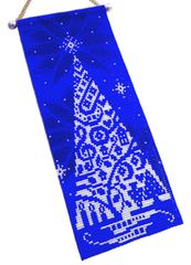クリスマス タペストリー ブルー　ビーズ織り　デリカビーズ