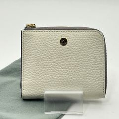 【美品】PELLE BORSA ペレボルサ　二つ折り財布　L字ファスナー　コンパクト　ホワイトベージュ　レディース　MS1941■